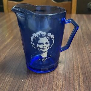 Vintage Cobalt Blue Glass Shirley Temple Pitcher Creamer 4"